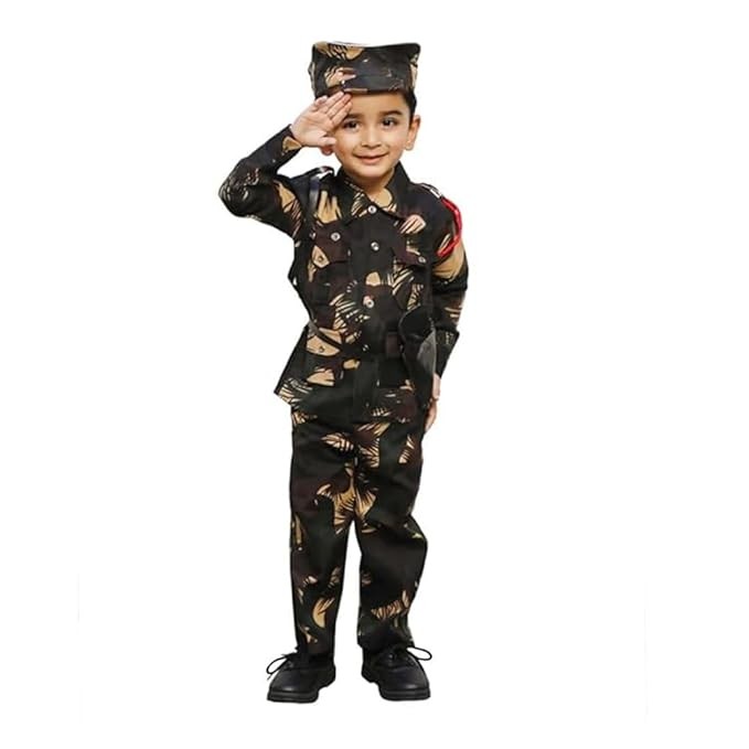 Kids Army Uniform Costume Patriotic Fancy Dress for School Events