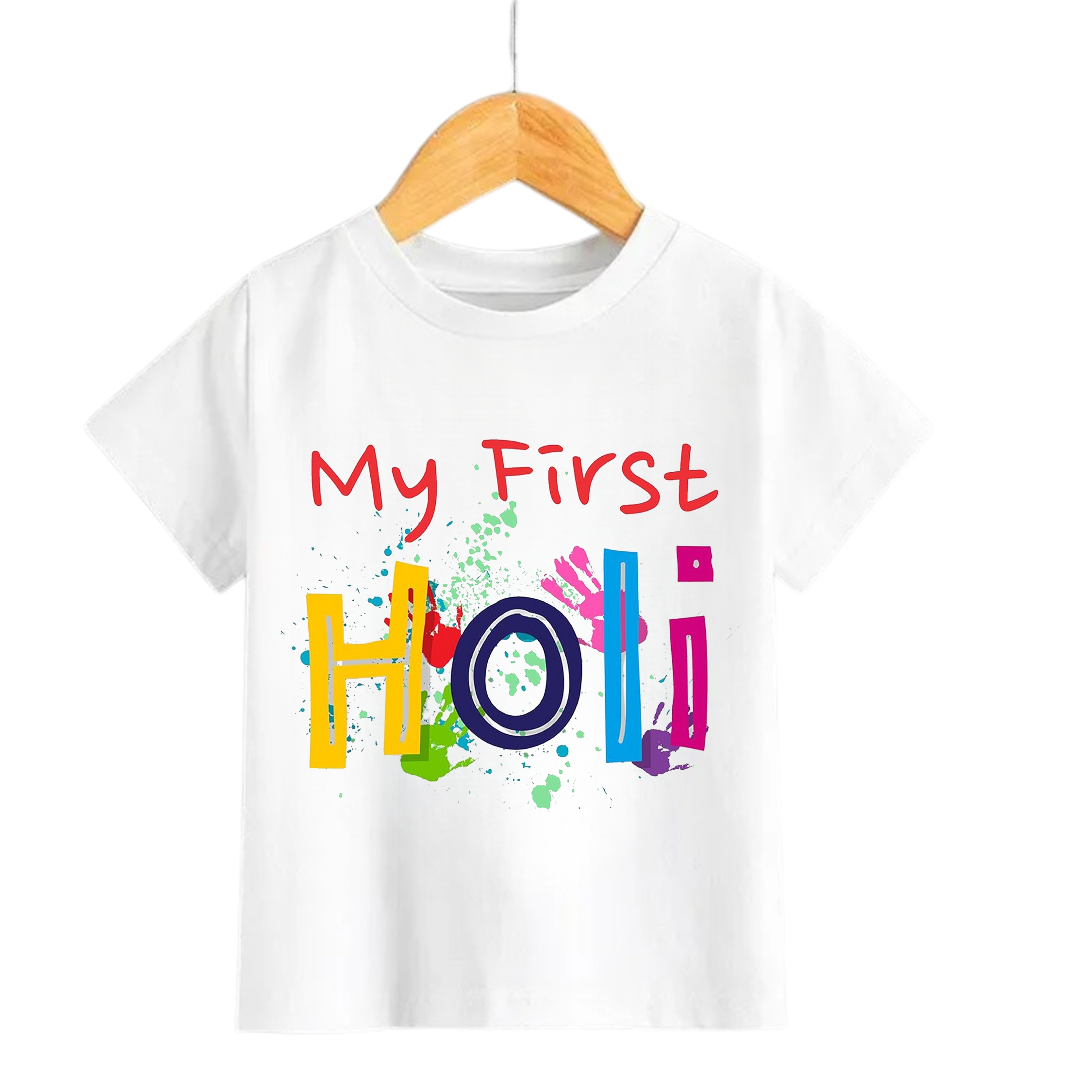 Holi tshirt for kids baby boy girl infant Unisex Half Sleev Round Neck Tshirts